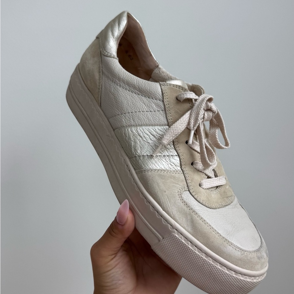 Paul Green Cream Leather Sneakers
